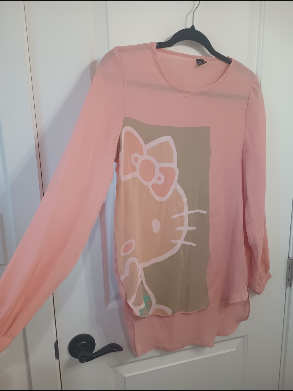 Forever 21 Pink Hello Kitty Graphic Chiffon Blouse